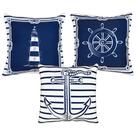 Trio Capa Almofada Marítima Timão Farol Âncora Navio 45x45