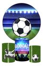 Trio Capa Cilindro + Painel Redondo Futebol 1,50m Tecido