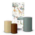 Trio Capas Cilindro + Painel Lateral Romano Decoração Safari - K5SAF0004 Trio Capas Cilindro + Painel Lateral Romano Decoração Safari - K5SAF0004