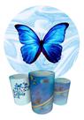 Trio Capas Cilindro + Painel Redondo 1,50m Borboleta Azul