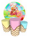 Trio Capas Cilindro + Painel Redondo 1,50m Candy Doces
