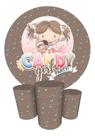 Trio Capas Cilindro + Painel Redondo 1,50m Confeitaria
