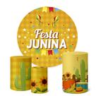 Trio Capas Cilindro + Painel Sublimado 1,50m Festa Junina