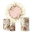 Trio Capas Cilindro + Painel Sublimado 1,50m Flores