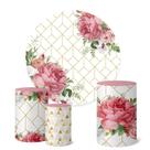 Trio Capas Cilindro + Painel Sublimado 1,50m Flores