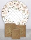 Trio Capas Cilindro + Painel Sublimado 1,50m Flores