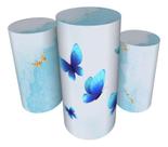 Trio Capas De Cilindro C/ Elástico Borboleta Azul