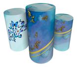 Trio Capas De Cilindro C/ Elástico Borboleta Azul