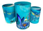 Trio Capas De Cilindro C/ Elástico Borboleta Azul