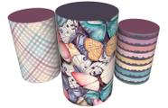 Trio Capas De Cilindro C/ Elástico Borboletas
