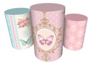 Trio Capas De Cilindro C/ Elástico Borboletas