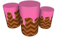 Trio Capas De Cilindro C/ Elástico Candy Land Doces