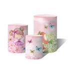 Trio Capas Para Cilindro Fadinha Jardim Flores Rosa e Borboletas Aquarela C/ Elástico