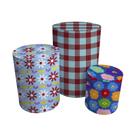 Trio Capas Para Cilindro Versátil Festa Junina Flores Fundo Azul C/ Elástico