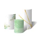 Trio Capas Para Cilindro Versátil Folhas Aquarela Verde Formas Linhas Douradas C/ Elástico