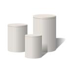 Trio Capas Para Cilindro Versátil Ripados Branco C/ Elástico