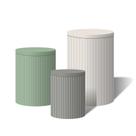 Trio Capas Para Cilindro Versátil Ripados Branco Cinza Verde Menta C/ Elástico