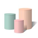 Trio Capas Para Cilindro Versátil Ripados Rosa Verde Agua Pessego C/ Elástico