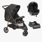 Trio Carrinho Cross Trail Preto Cobre + Bebê Conforto e Base Trio Carrinho Cross Trail Preto Cobre + Bebê Conforto e Base