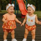 Trio Conjunto Carter's Frutas, menina verão, short body RN Tamanho:RN (Recém-nascido)Cor:Laranja Frutas