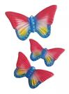 Trio De Borboleta Pequeno 3 Peças Cerâmica Enfeite De Parede - Hp Decor
