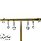 Trio de brincos argola cravejada com coração, argola lisa com coração e ponto de luz redondo prata 925