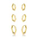 Trio de Brincos Argola Sextavadas Banhadas a Ouro 18k