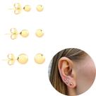 Trio de brincos Bolinha antialérgico Banhada Dourado 3 pares