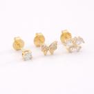 Trio de Brincos Borboleta e Ponto de Luz Banhado a Ouro 18K - Semijoias Elegantes Trio de Brincos Borboleta e Ponto de Luz Banhado a Ouro 18K - Semijoias Elegantes