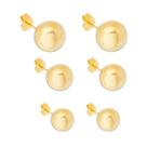 Trio de brincos de bolinha liso banhado em ouro 18k