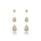 Trio de Brincos Gota de Zircônia Ouro 18k - Brilho Sofisticado