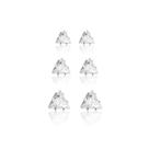 Trio de brincos ponto de luz triangulo zircônia cristal - Banhado em prata 925