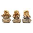 Trio De Buda Bebê Cego Surdo Mudo Baby Buda Estatueta 9 cm