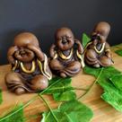 Trio de budas baby envelhecido 8cm