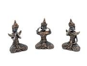 Trio de Budas sábios surdo, cego e mudo 14 cm em resina