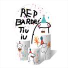 Trio De Capa Cilíndricas + Painel Sublimado c/ Elástico Aniversario Bento Flork RepBardeiTiu