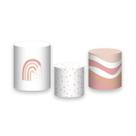 Trio De Capa Cilindro - Arco-Íris Boho Rosa e Bege 012