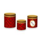 Trio De Capa Cilindro - Capitonê Vermelho com Preto 016