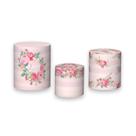 Trio De Capa Cilindro - De Repente Mais Linda Dourado Floral Rosa 036