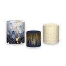 Trio De Capa Cilindro - Efeito Geométrico Azul e Dourado 009