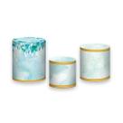 Trio De Capa Cilindro - Efeito Mármore Flores Azul Chique 018