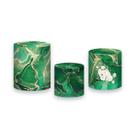 Trio De Capa Cilindro Efeito Mármore Verde Flor 096