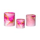 Trio De Capa Cilindro - Efeito Marmorizado Pink com Dourado 040