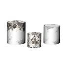 Trio De Capa Cilindro - Efeito Marmorizado Preto com Flores e Dourado 010