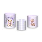 Trio De Capa Cilindro, Ursinha Tons de Lilás com Flores 075