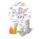 Trio de Capas Cilíndricas + Painel Redondo Sublimado c/Elástico ABC Letras Escola Colorido