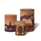Trio de Capas Cilindricas Versátil Cavalheiro E Cavalos Ferradura C/ Elástico