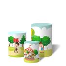 Trio de Capas Cilíndricas Versátil Crianças Parque da Alegria Dia Ensolarado c/ Elástico