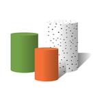 Trio de Capas Cilíndricas Versátil Dino Triangulos Verdes e Laranja c/ Elástico