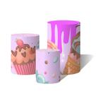 Trio de Capas Cilindricas Versátil Doces e Confetes C/ Elástico